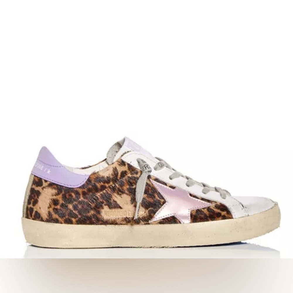 Golden Goose - Super Star Leopard Print Calf Hair Low Top Sneakers